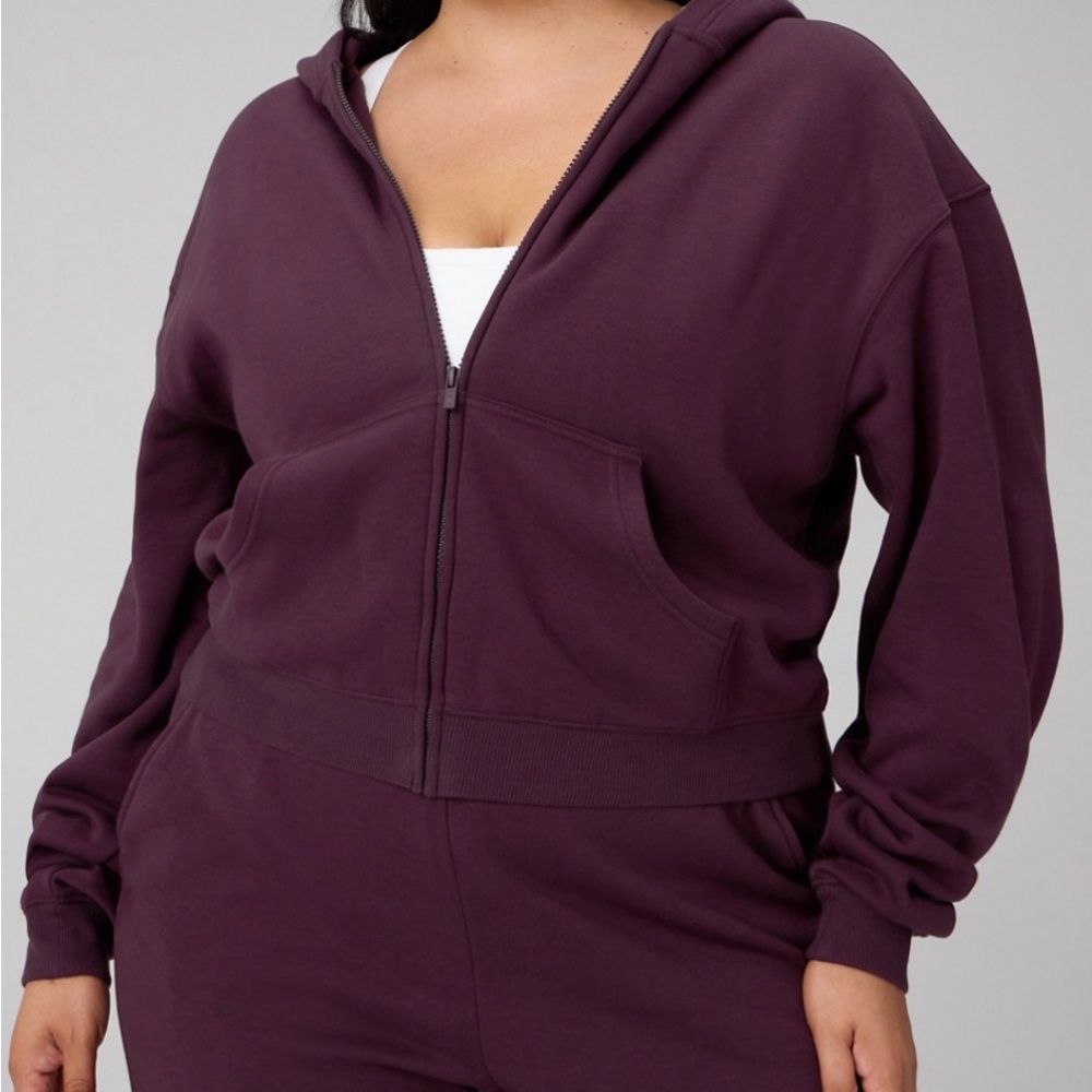 Fabletics Deep Plum Full-Zip Hoodie (NEW)